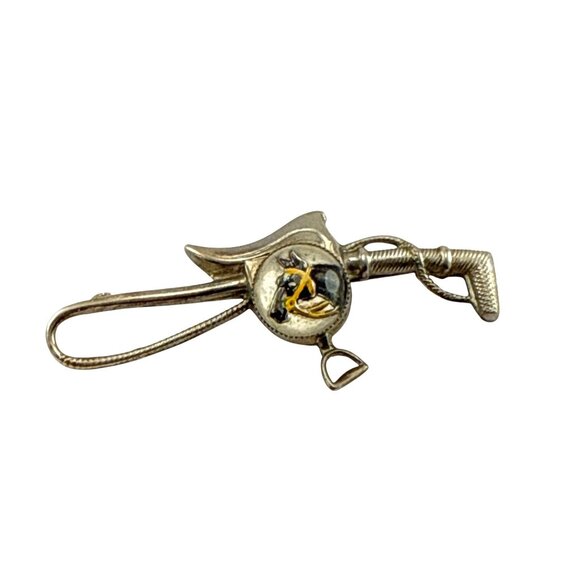 Vintage Reverse Painted Glass Cowboy Hat Pin Western Lapel Brooch - Picture 3 of 10